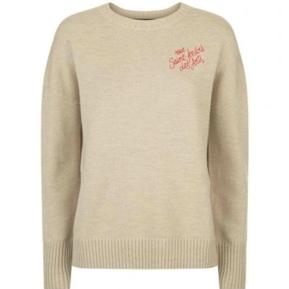 Maje | embroidered knit sweater 100% wool st andre des arts